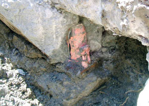 Failed concrete underpinning meant to repair a foundation issue in Lake Havasu City.