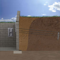 diagram of a foundation wall anchor system repairing a cracked wall