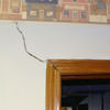 A large settlement crack on interior drywall in a Yuma home.